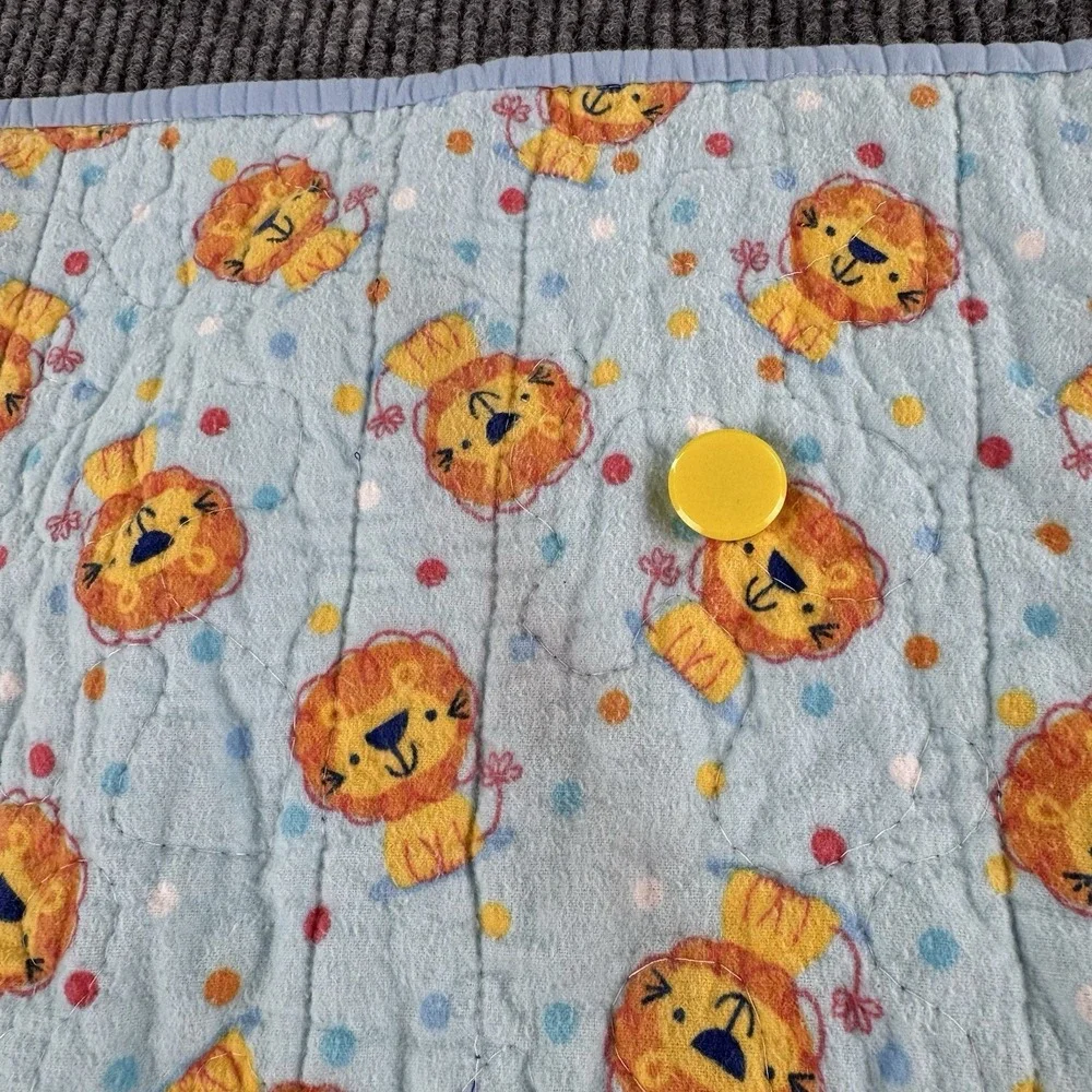 Handmade Children's Quilt 36x36 Patchwork Lion Baby Blanket Berry Basket Quilt